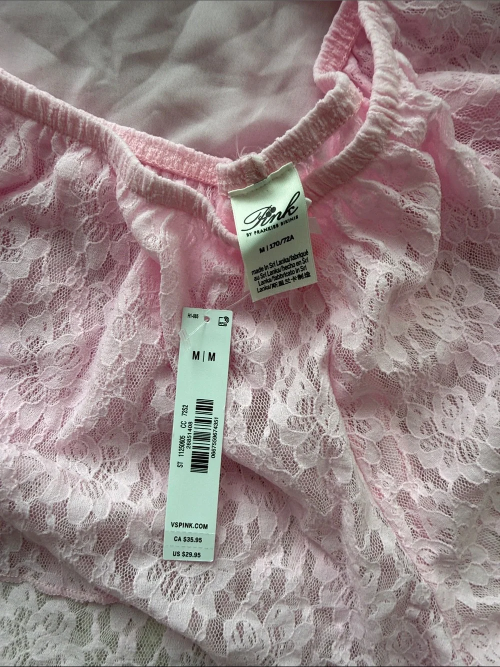 PINK Victoria's Secret Light Pink Lace-Trim Camisole & Shorts Set Size M